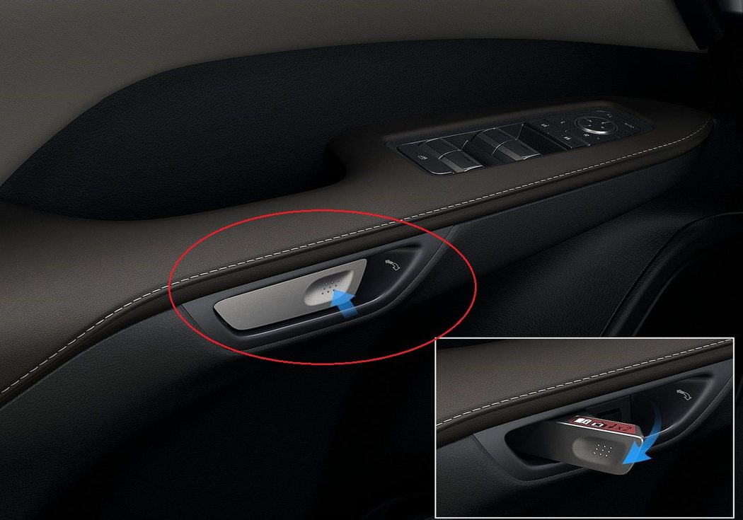 未來連內門把手都會逐漸以電子按鈕的形式取代傳統拉把。 摘自Lexus