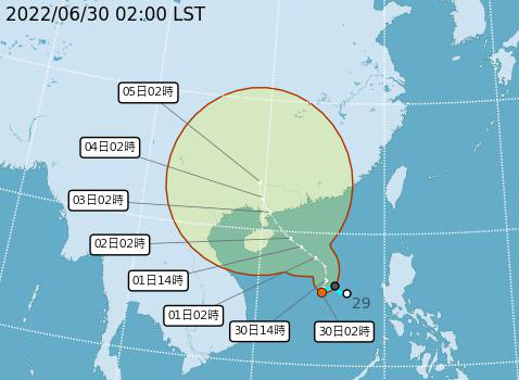 中央氣象局今日上午正式宣布今年第三號颱風芙蓉生成，初估對台灣無影響。圖／氣象局提供