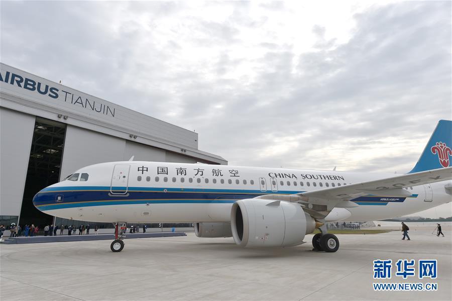 一架交付給中國南方航空的空客A320系列客機。新華社