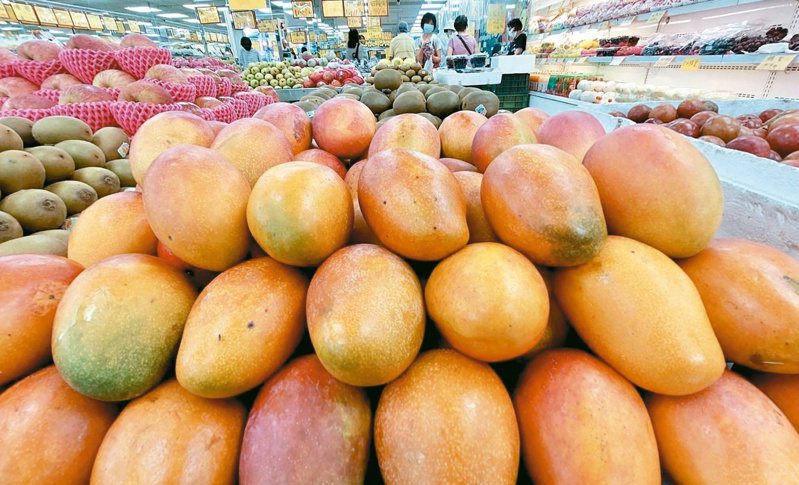 一批台灣銷澳門的芒果被檢出新冠病毒，全數銷毀。至於究竟是哪裡外銷的芒果，農委會正在查證中，圖為台灣市面上展售的芒果。記者林俊良／攝影