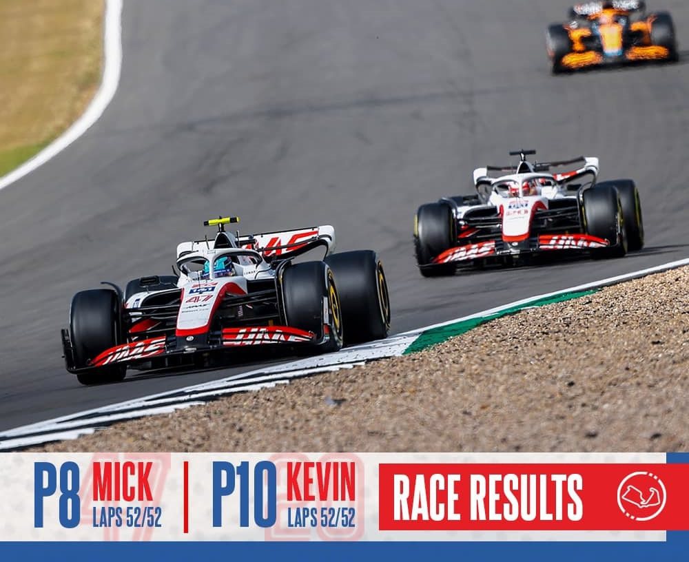 Haas車隊在上周末的英國大獎賽拿下P8與P10的佳績。 圖／摘自Haas F1...