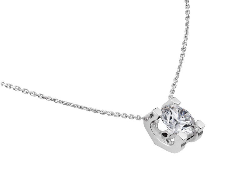 C de Cartier系列單鑽項鍊，白K金鑲嵌圓形明亮式切割鑽石，總重0.30...