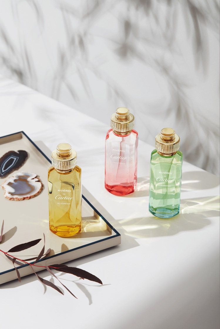 Rivières de Cartier系列香水，噴霧裝100毫升，各約3,300元。圖／卡地亞提供