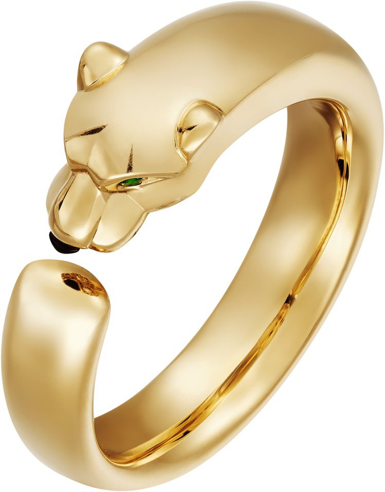 Panthère de Cartier美洲豹黃K金戒指窄版，10萬2,000元。圖／卡地亞提供