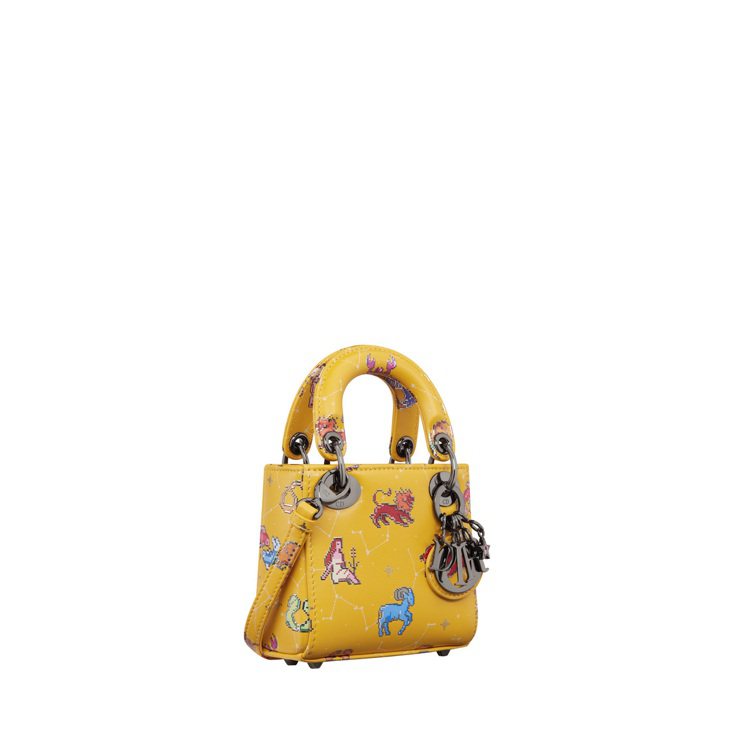 Lady Dior micro黃色星座圖案小牛皮提包，11萬5,000元。圖／DIOR提供