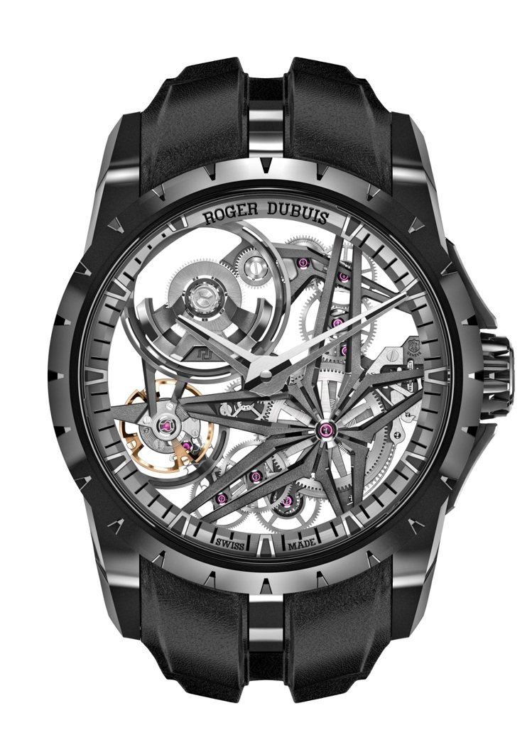 高爾宣所配戴的王者系列單擺輪腕表，42毫米、日內瓦印記、訂價201萬元。圖 / Roger Dubuis提供