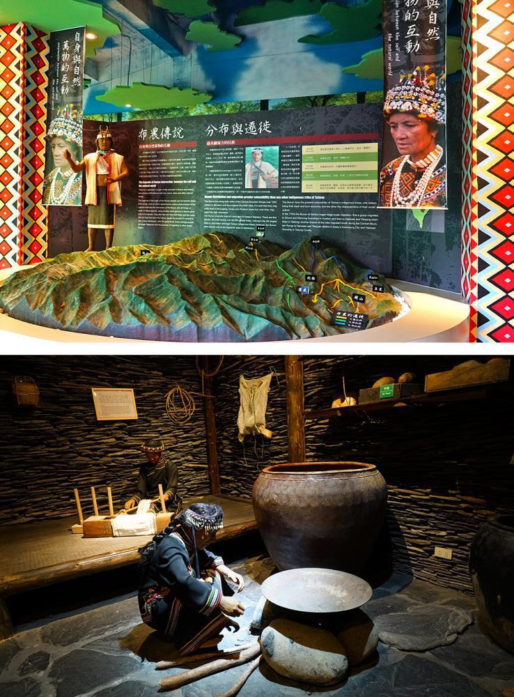 參觀梅山遊客中心旁的布農文化展示中心，了解布農族人的遷徙、生活、祭祀與文化。 圖...