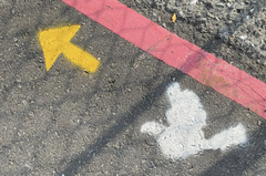 汐止馬路上驚見「白鴿子+黃箭頭」標示 內行網友解惑真實用途