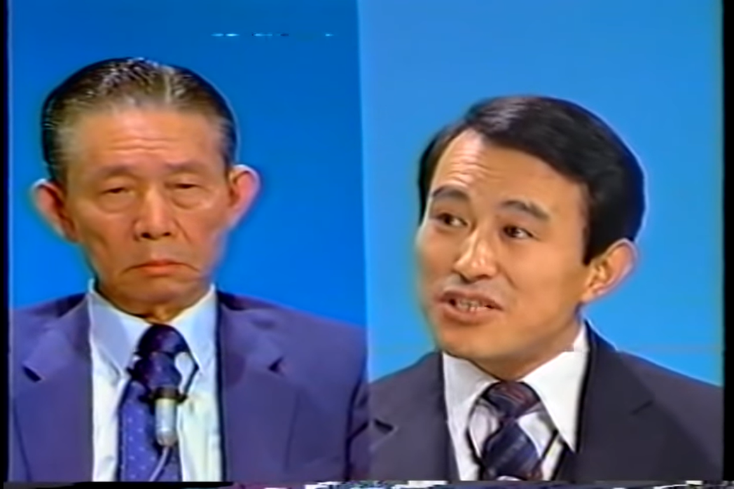 1987年，時任宜蘭縣長陳定南與王永慶於「華視新聞廣場」節目展開六輕辯論。兩人分別代表反對與支持方，進行電視辯論。 圖／取自陳定南教育基金會YouTube頻道