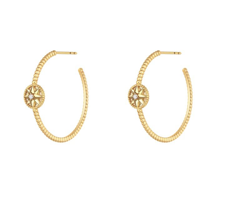 Rose des Vents羅盤玫瑰黃金與珍珠母貝鑽石耳環，11萬4,000元。...