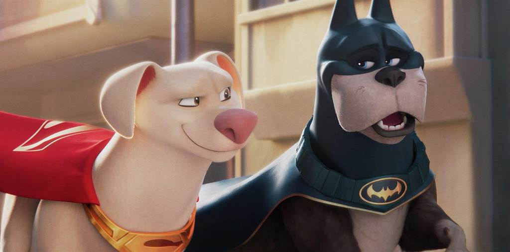 「DC超級寵物軍團」超狗氪普托（左）、蝙蝠獵犬王牌（右）。圖／華納兄弟提供