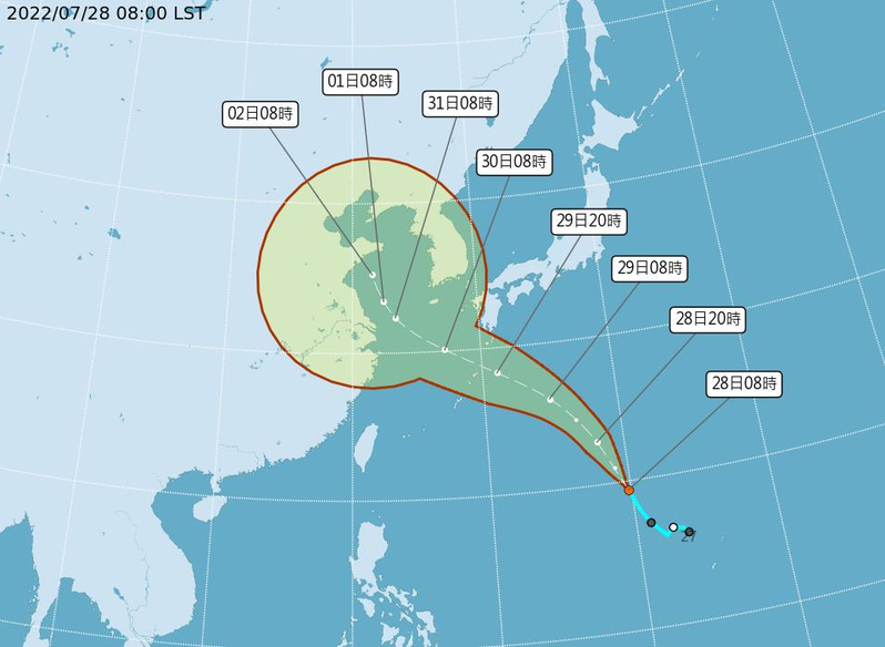 桑達颱風最快今日形成，氣象局預估不會直接影響台灣。圖／氣象局提供