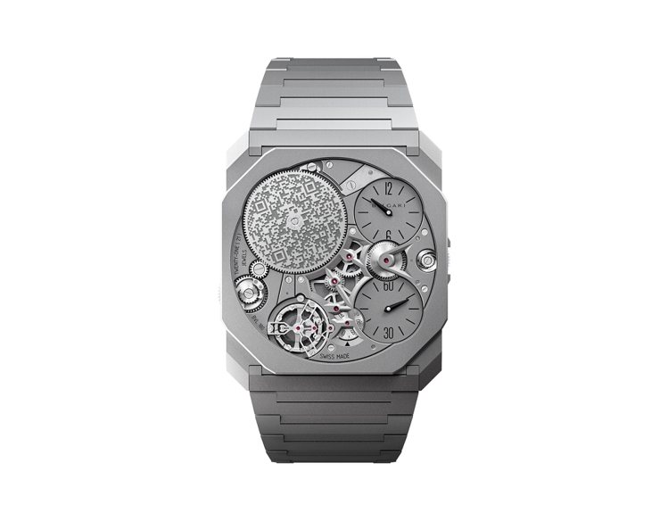 BVLGARI Octo Finissimo Ultra超薄三針腕表，約1,255萬元，限量發行10只。圖／寶格麗提供