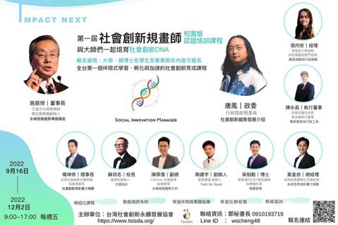 第一屆「社會創新規畫師」培訓師資陣容。 圖／台灣社會創新永續發展協會提供