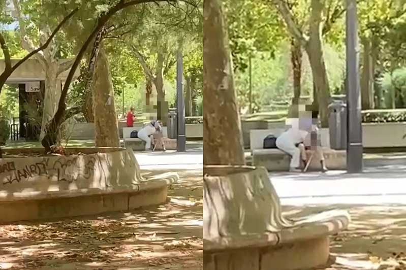 網上近日就瘋傳一段「活春宮」影片，西班牙薩莫拉省（Zamora）濱海公園裏有一對年過70歲的老夫婦，竟然光天化日下坐在長椅公然「口交」。

 圖擷自外媒elcorreo