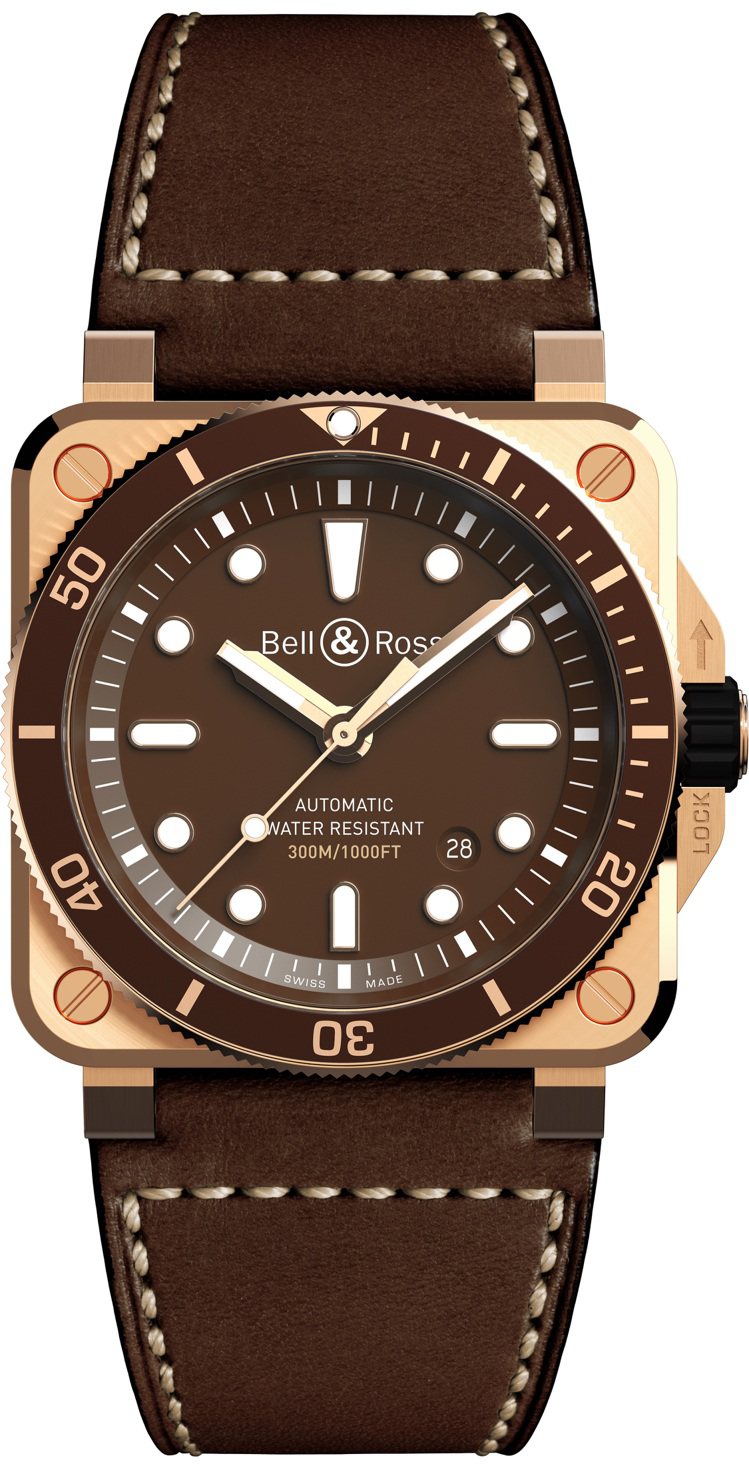 Bell & Ross BR 03-92 Diver Brown Bronze腕表，全球限量999只，訂價13萬9,000元。Bell & Ross BR 03-92 Diver Brown Bronze腕表，全球限量999只，訂價13萬9,000元。圖 / Bell & Ross提供