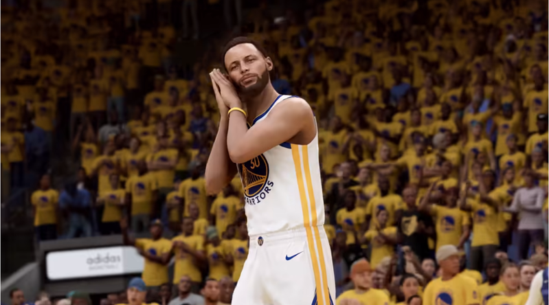 柯瑞（Stephen Curry）晚安手勢。圖擷自NBA 2K23: First Look Trailer
