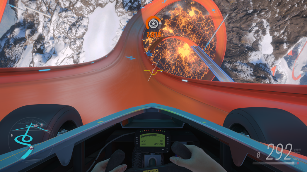畫面正中央的水平儀讓玩家知道目前車體與地平線的角度。
