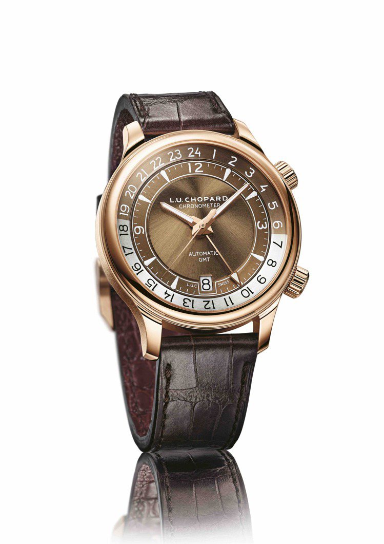 蕭邦L.U.C GMT One系列42毫米18K玫瑰金雙時區自動腕表，75萬元。...