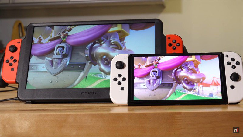 Compared with the enlarged version of the original Switch OLED screen, the OLED version is more delicate.  (Retrieved from Up-Nintendo Life YouTube channel)