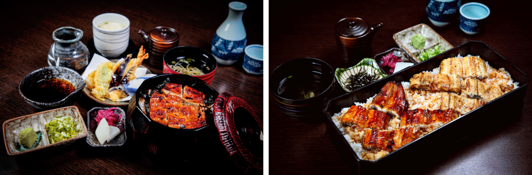 迷你鰻魚飯三吃(左圖)和鰻魚一本燒(右圖)。
