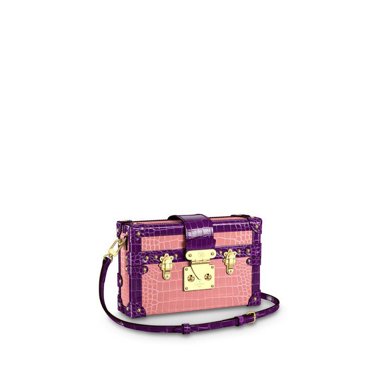 Petite Malle粉色與紫色亮面鱷魚皮革手袋，約95萬元。圖／路易威登提供