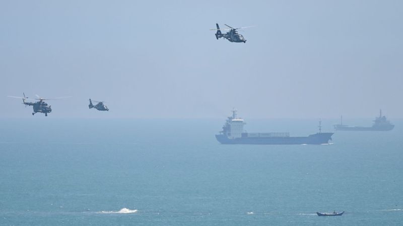 中國解放軍8月4日起在台灣周邊進行系列軍演，中共軍機和軍艦多次越過台灣海峽中線。法新社
