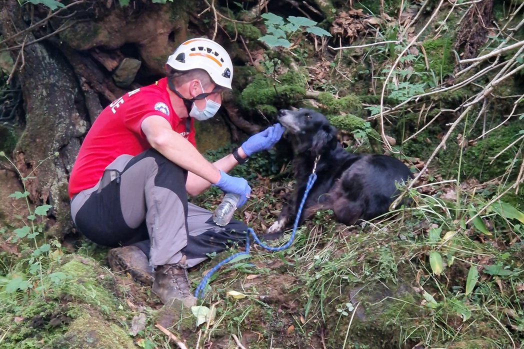 一名男子日前帶著寵物狗登山，不慎摔落60公尺深的山谷身受重傷，男子的愛犬陪伴在他身邊36小時。 (圖/取自Cleveland Mountain Rescue Team臉書粉專)