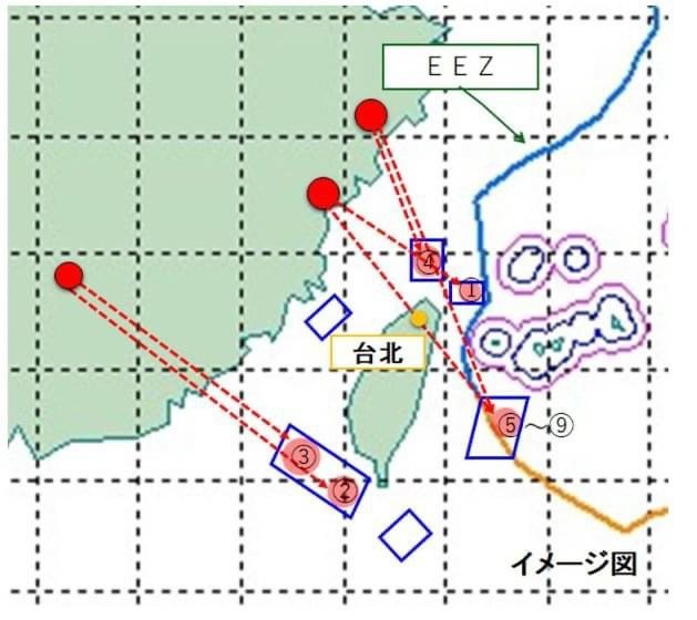 日本防衛省公佈共軍飛彈經台北上空。圖/防衛省