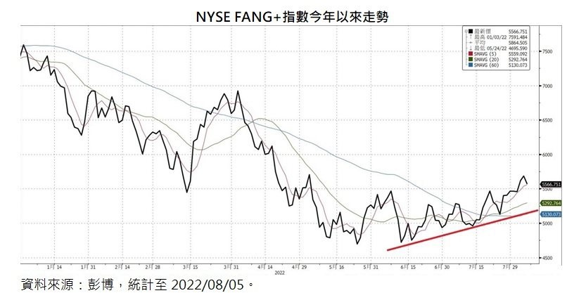 NYSE FANG+指數今年以來走勢