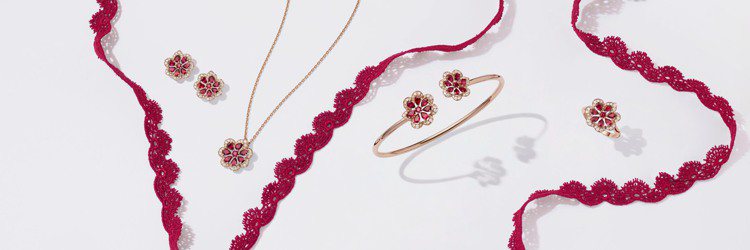 蕭邦Precious Lace系列推出紅寶石系列珠寶。圖／蕭邦提供