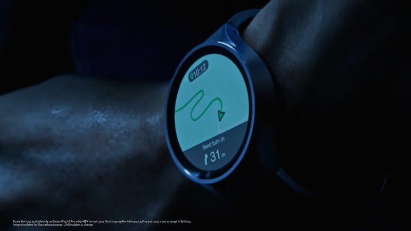三星Galaxy Watch 5 Pro首度支援導入GPX格式，能記錄並分享路線給好友，還有聲音導航功能，及「追蹤返回路線」功能，讓使用者依循路線返家，相當方便。（翻攝自三星YouTube頻道）