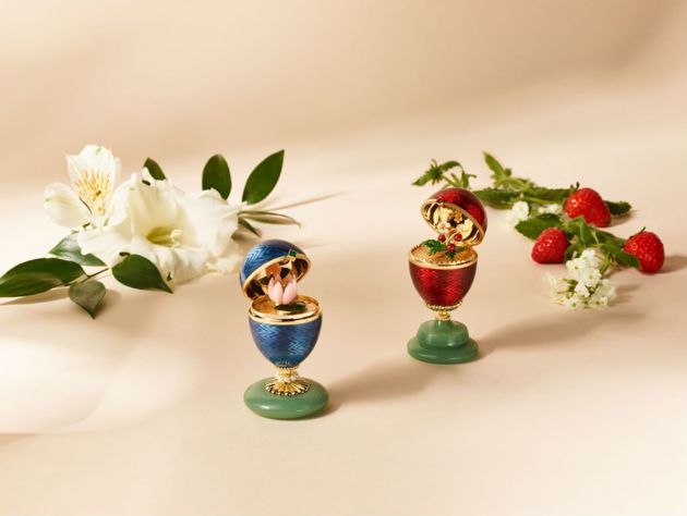 Fabergé 費伯奇兩件限量版鮮花彩蛋作品，各約4.3萬美元，全球限量10件。圖／費伯奇提供