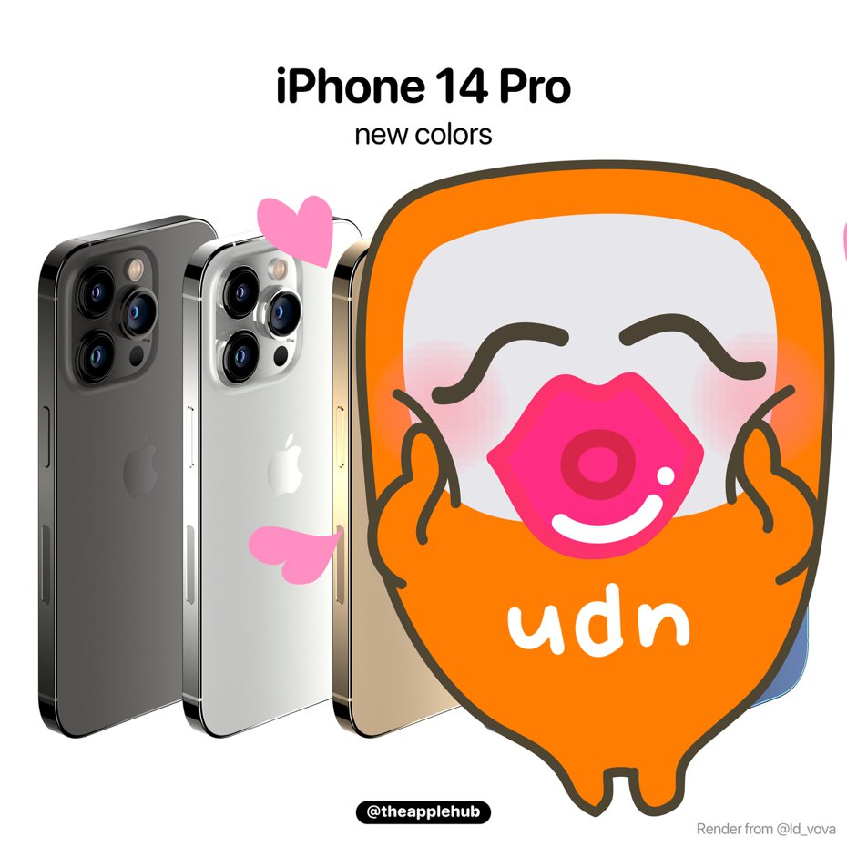 iPhone 14 Pro系列外傳將有銀色、金色、石墨色、紫色及新藍色。（翻攝自theapplehub）