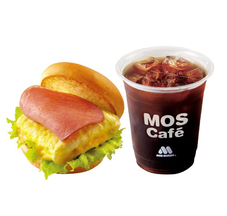 中杯「摩斯咖啡」搭配番茄吉士蛋堡、培根雞蛋堡、火腿歐姆蛋堡（3選1），每套優惠價...