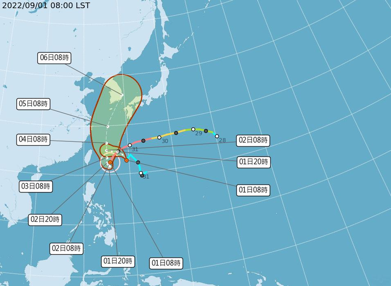 颱風路徑潛勢預報。圖／氣象局提供