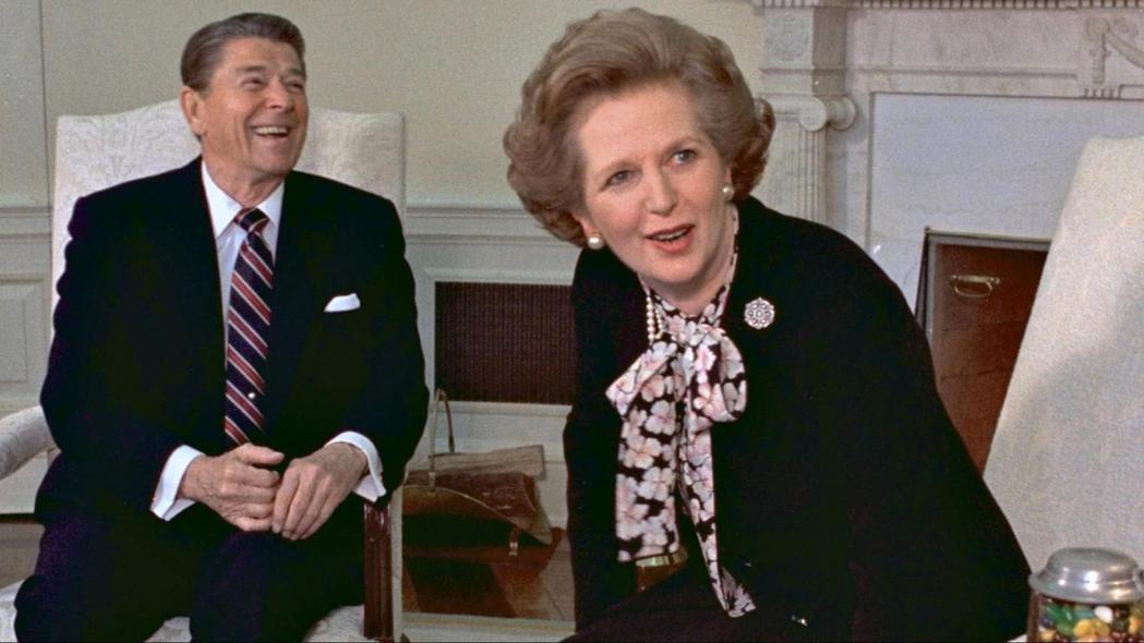 保守派的兩大偶像：左為美國前總統雷根、右為英國前首相柴契爾夫人。 圖／美聯社  