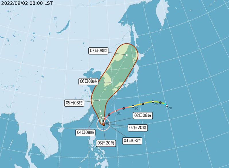 軒嵐諾颱風路徑潛勢預報。圖／取自氣象局網站