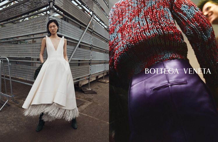 Bottega Veneta以刺繡亮片、模特兒真誠的笑容、品牌經典的編織工藝，帶...