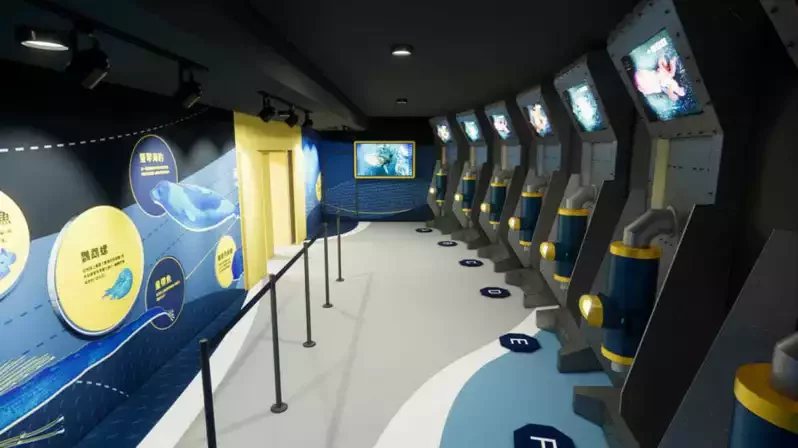 潮境智能海洋館結合5G科技，設置了互動體驗區。 圖／潮境智能海洋館 官網