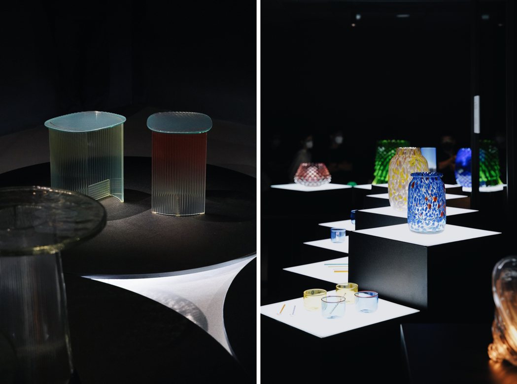 「當代透明生活」展區，以燈光照映凸顯玻璃之美，搜羅橫跨10個國家逾40種玻璃設計...