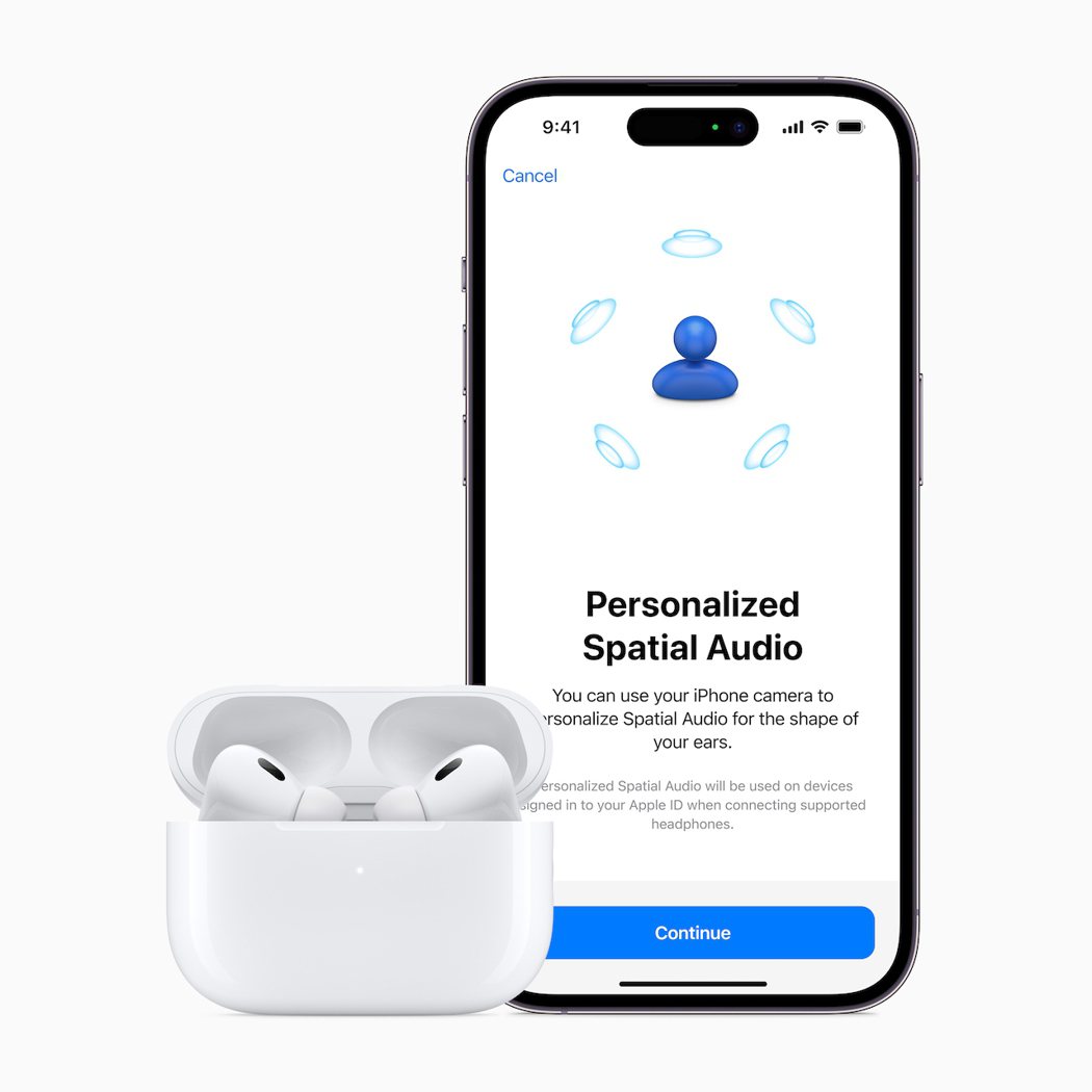 AirPods 的「個人化空間音訊」提供更身歷其境的聆聽體驗。圖／Apple提供