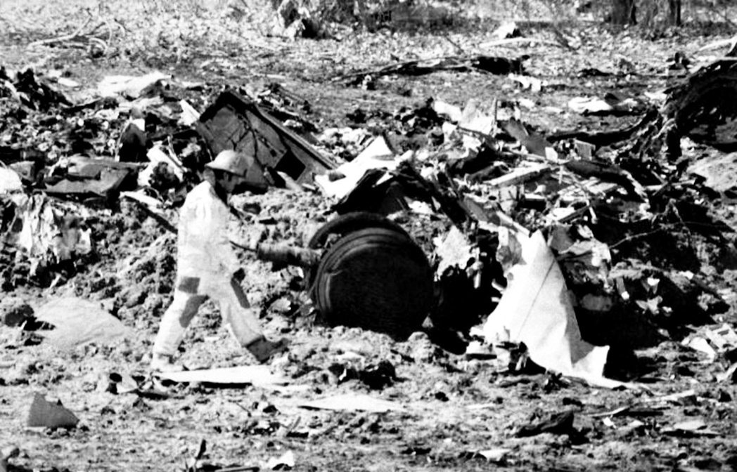 1991年墜毀在科羅拉多泉的聯合航空UA585航班殘骸，機型為早期的波音737。...
