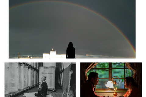 上方為攝影獎作品第一名《活著是為了什麼？》，左下為《非常感激》，右下為《我夢想的...