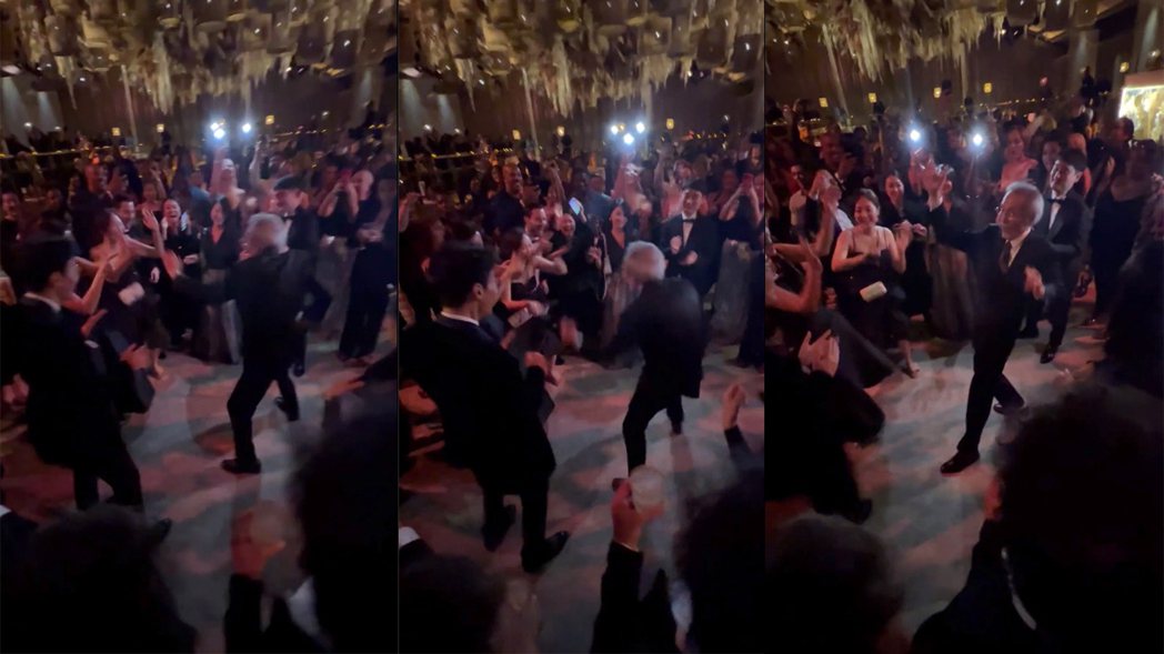 吳永洙被眾人圍在中心，30秒熱舞嗨翻現場。圖／擷自推特