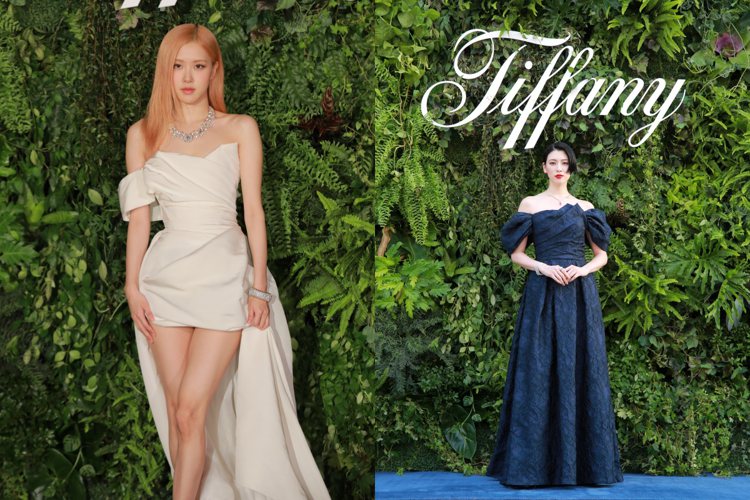 Tiffany & Co.全球品牌代言人BLACKPINK成員ROSÉ和日本女星三吉彩花出席日本東京2022 Blue Book BOTANICA植物綺境高級珠寶展。圖／Tiffany提供