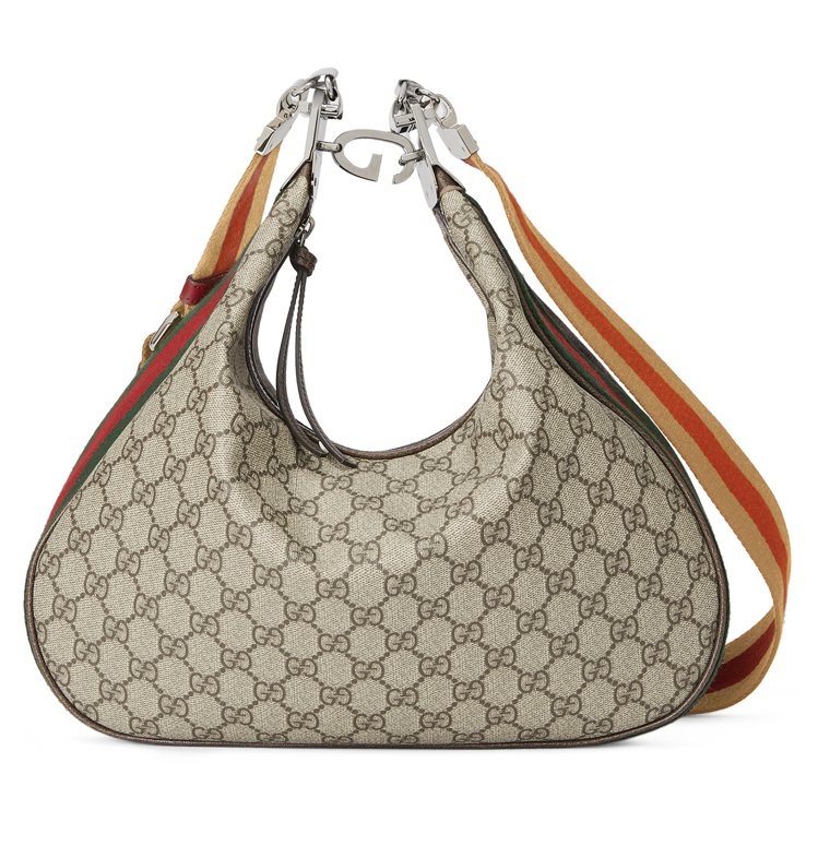 Gucci Attache中號棕色GG緹花肩背提包，90,500元。圖 / GU...