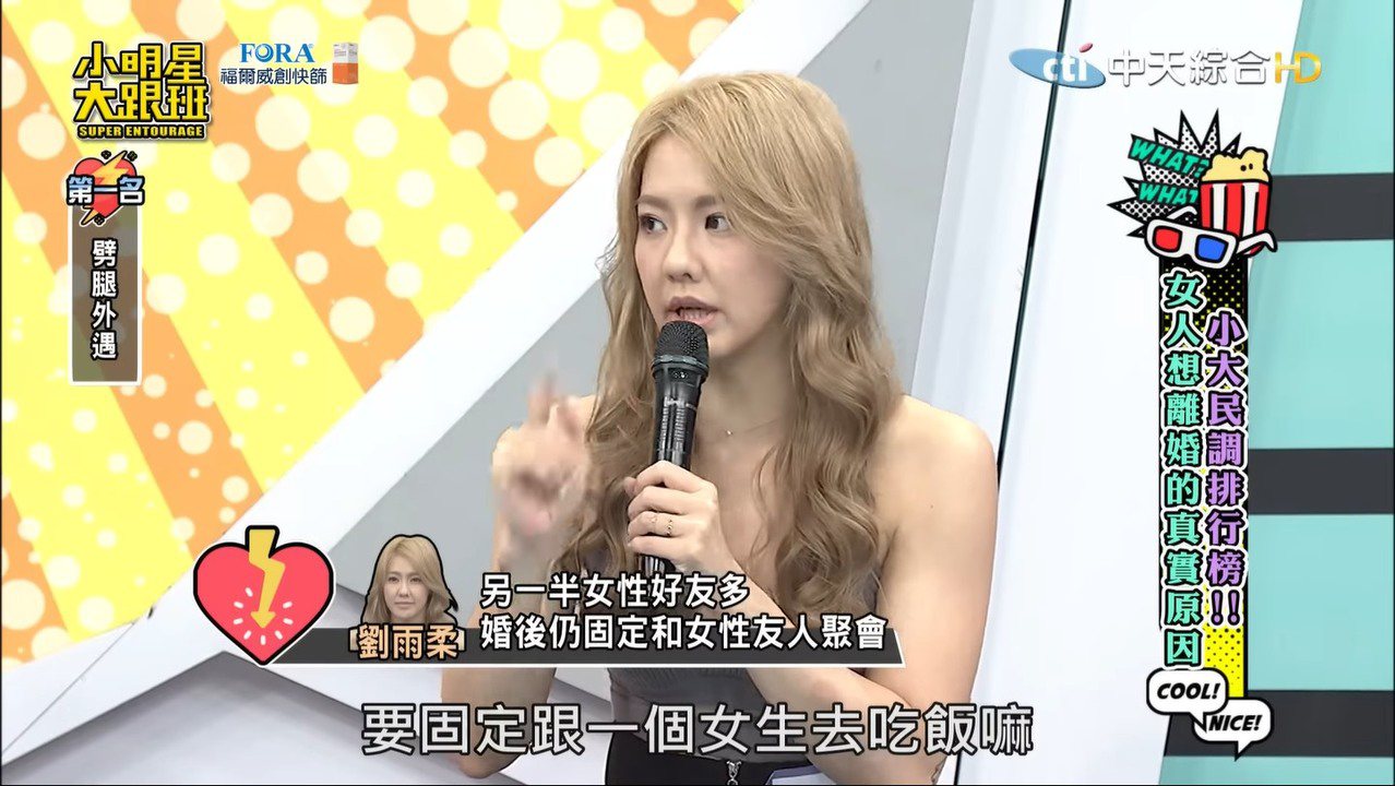 劉雨柔曾在節目上談到老公與女生互動不懂拿捏分寸。 圖／擷自Youtube