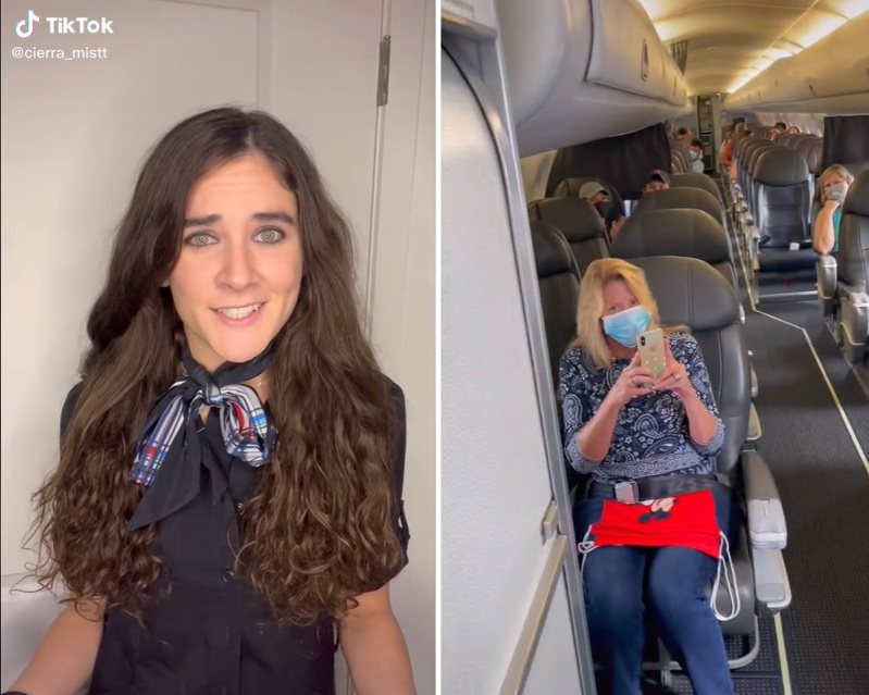 空姐席亞拉分享能夠「免費升等頭等艙」的小撇步。圖擷自TikTok
