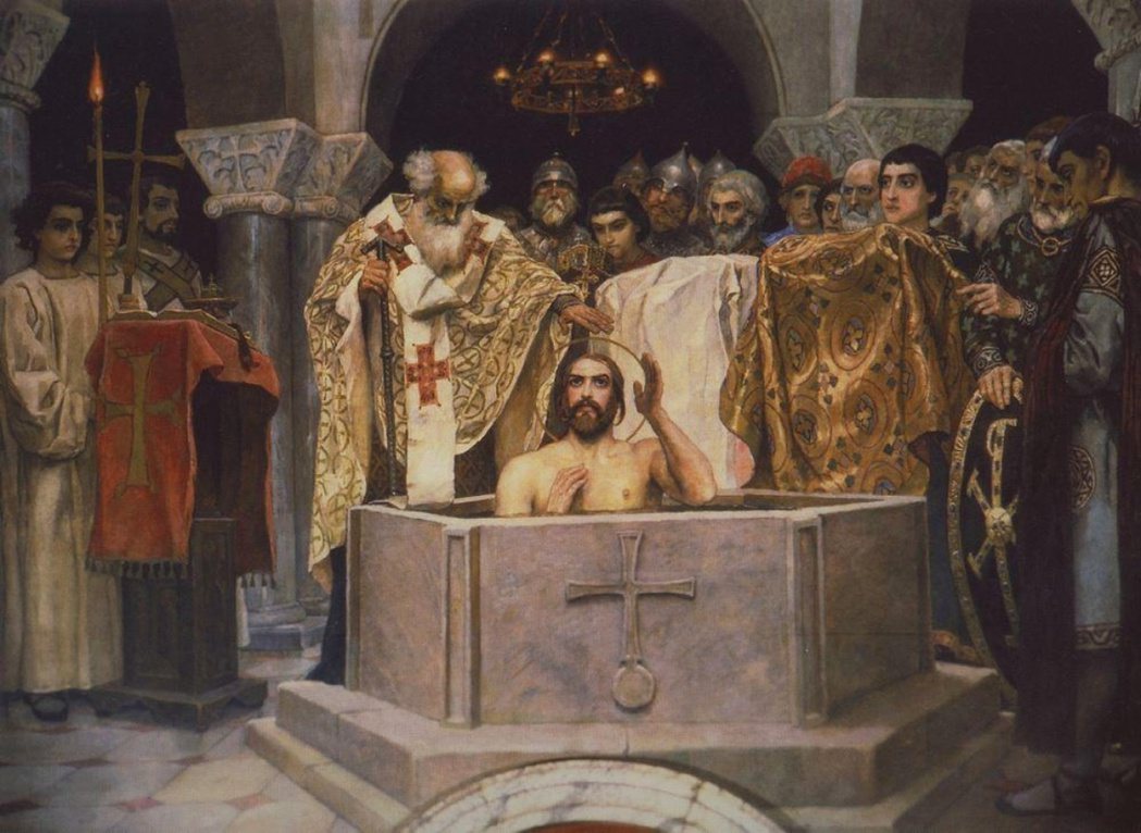 基輔王公弗洛基米爾受洗接受了基督教，羅斯的基督教化從此開始。 圖／維基共享　 